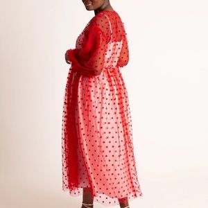 Sheer Dot Maxi With Puff Sleeves